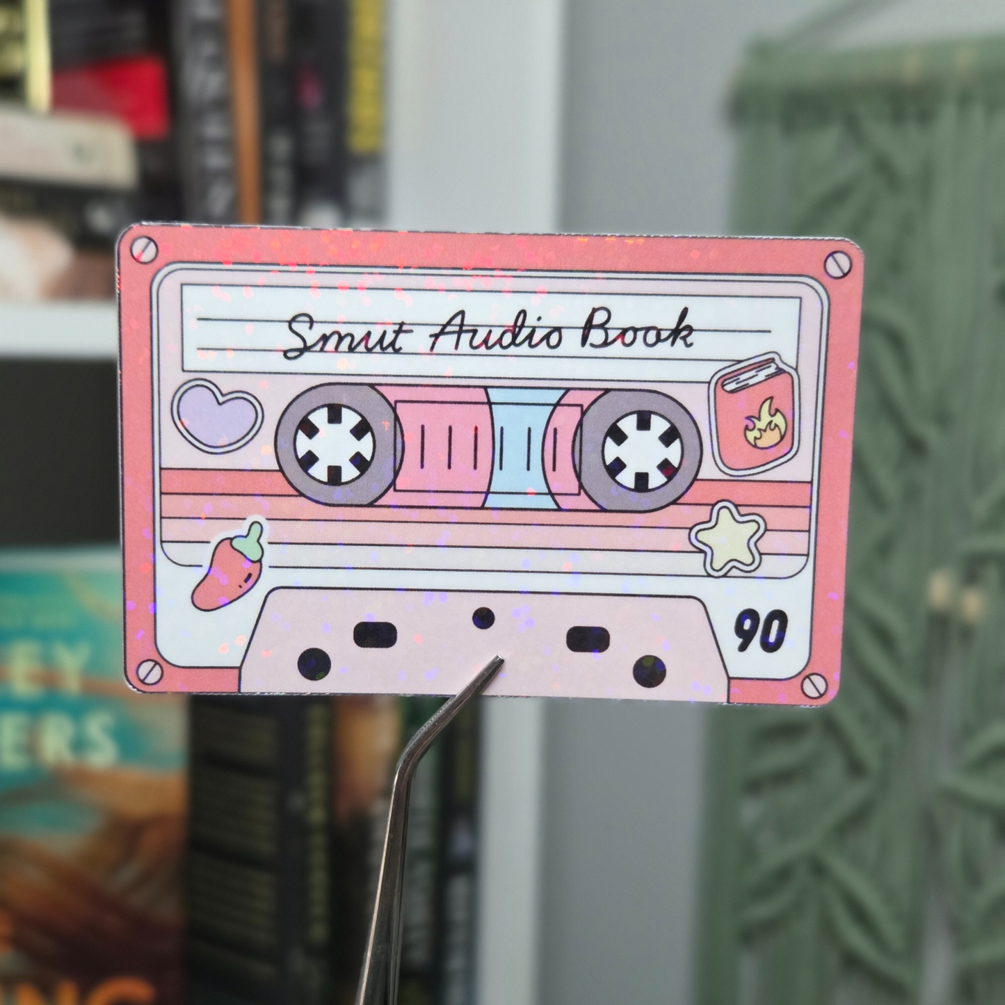 Book Genre Cassette Tape Stickers - Audio Book - Holographic - Dots
